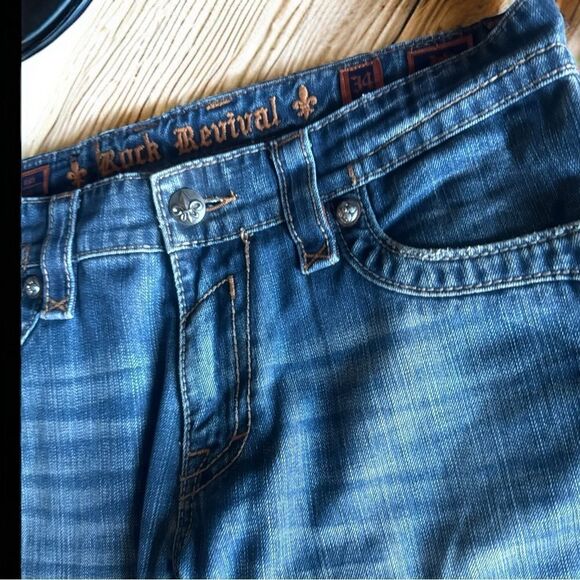 ROCK REVIVAL JEANS l Men’s Size 34 Straight l Dark wash l 5-pocket design l EUC - Picture 12 of 16